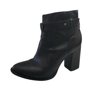 Madewell The Sammie Black Leather Ankle Boot Biker Almond Toe Womens Size 7.5